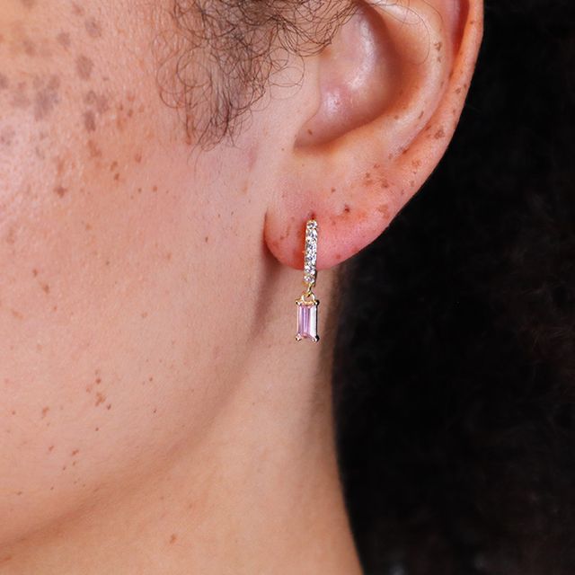 Square Drop Huggie Hoops